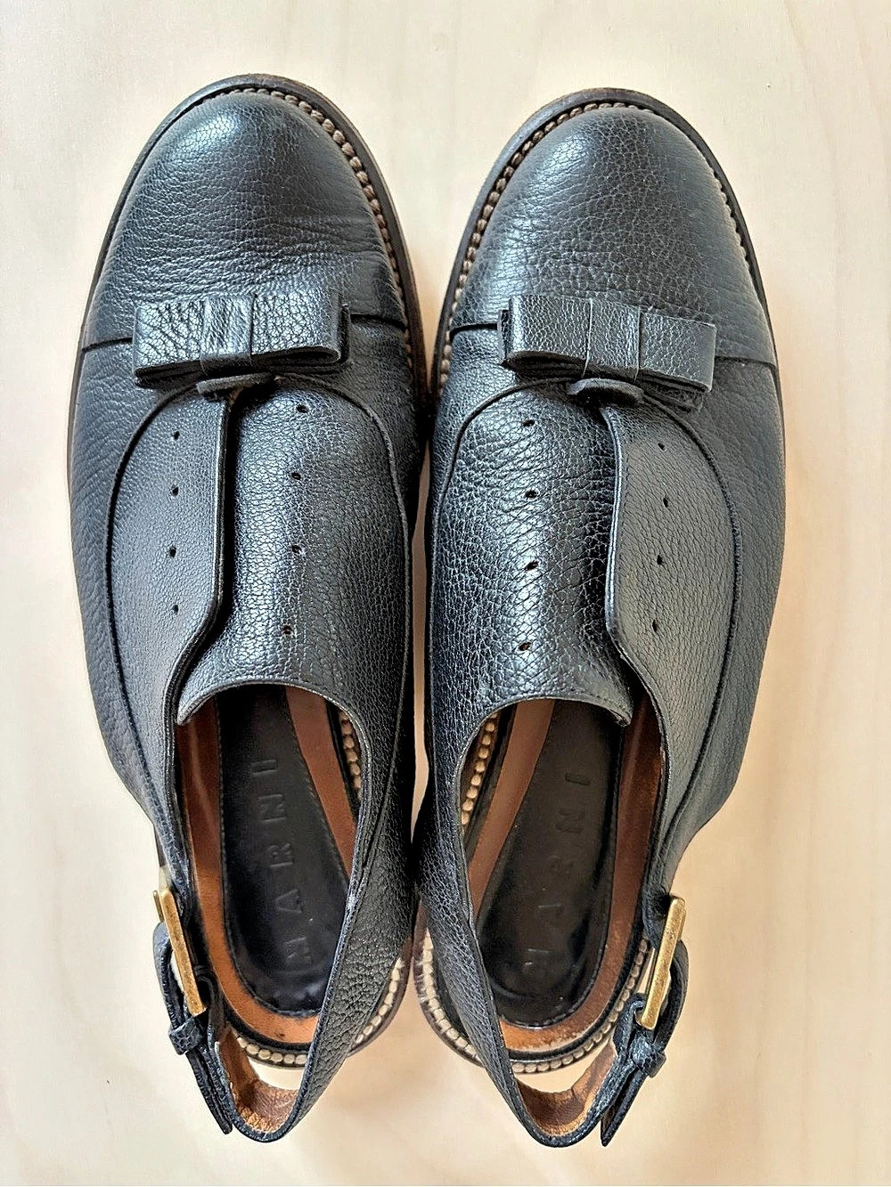 Marni Black Leather Slingback Flats EU 361⁄2